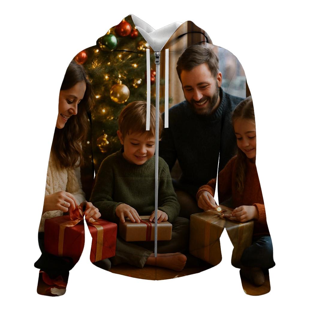 Family Unwrapping By Tree graphic hoodies