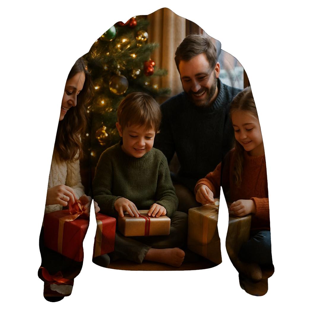 Family Unwrapping By Tree graphic hoodies
