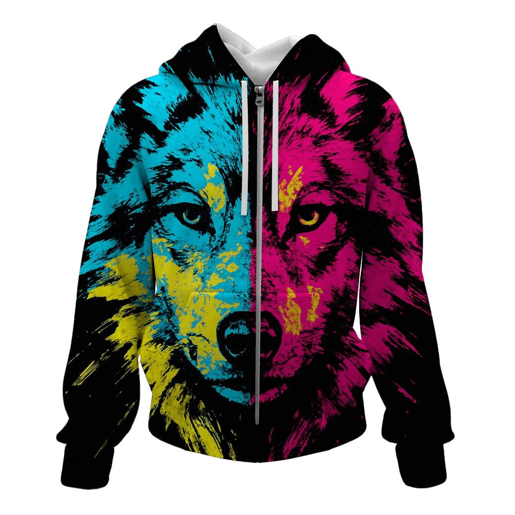 Abstract Chromatic Wolf premium hoodies