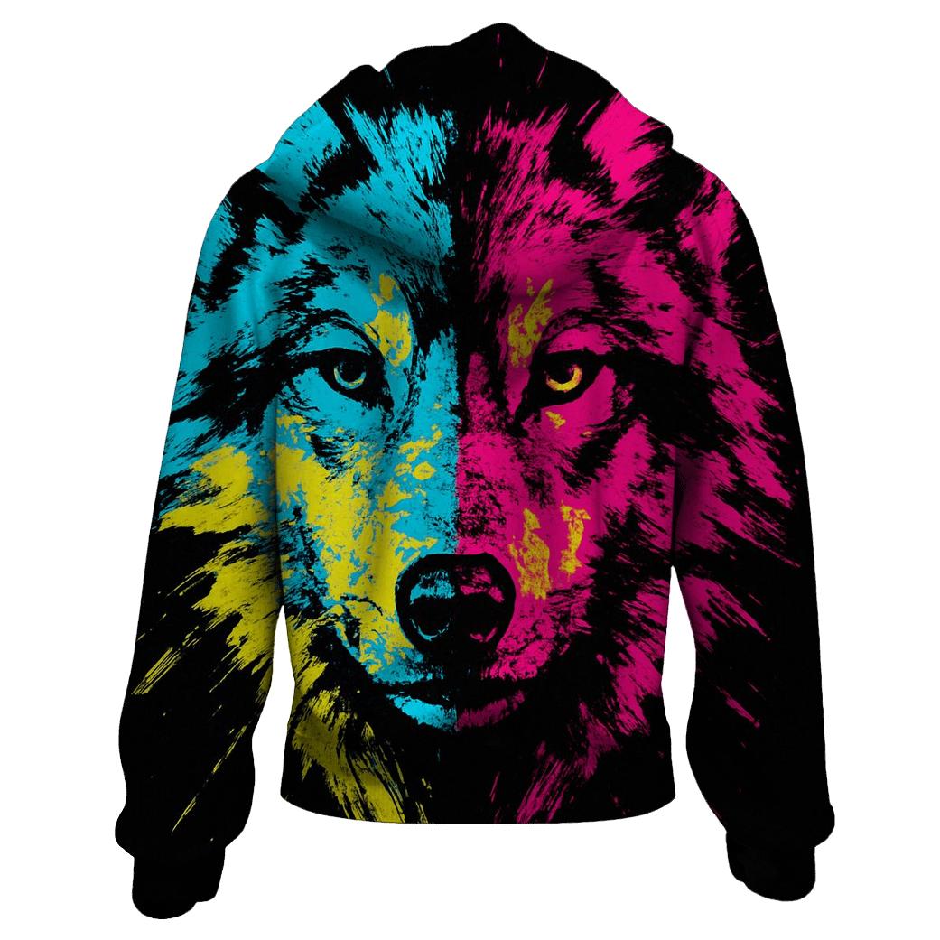 Abstract Chromatic Wolf premium hoodies