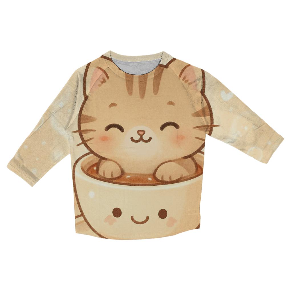 Tea Time Tabby trendy 3/4 sleeve tops