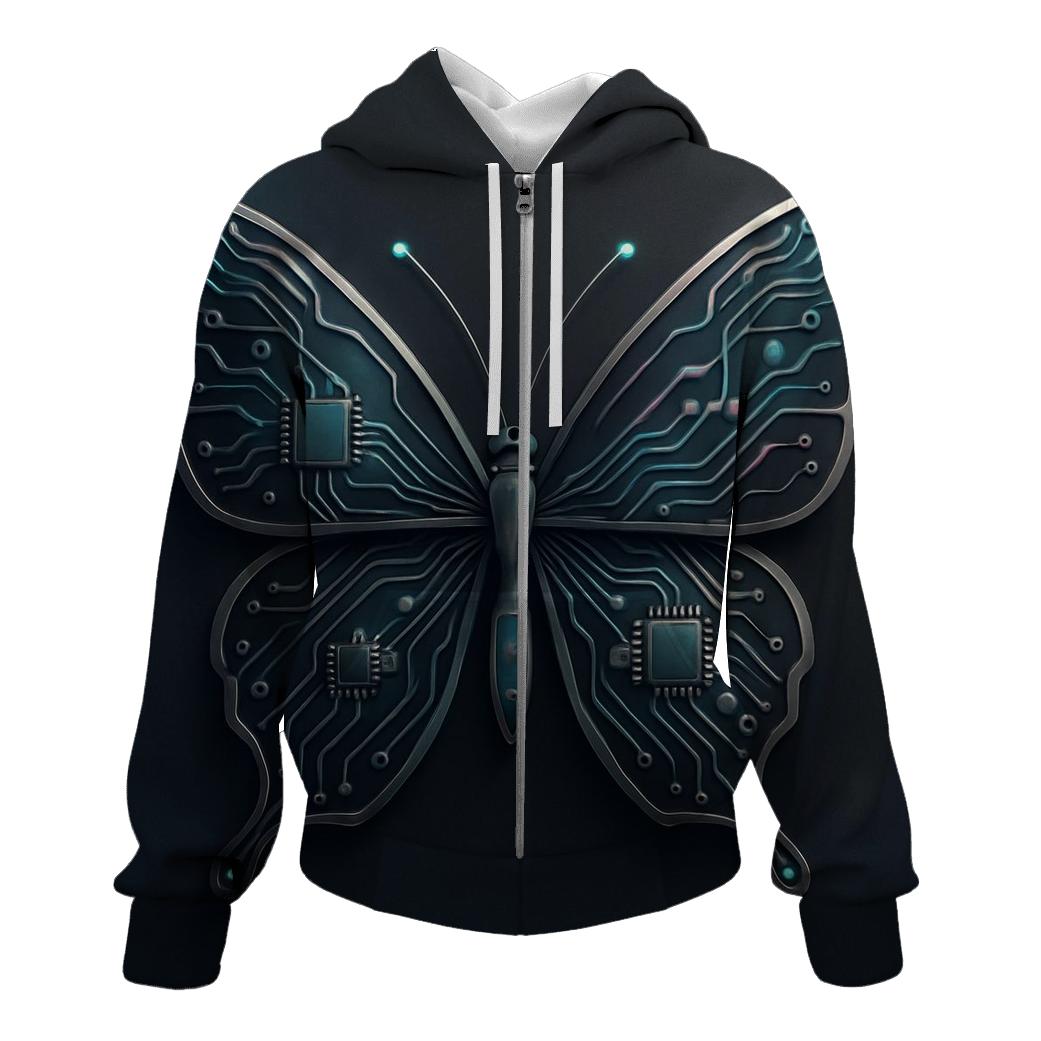 Futuristic Circuit Butterfly designer hoodies