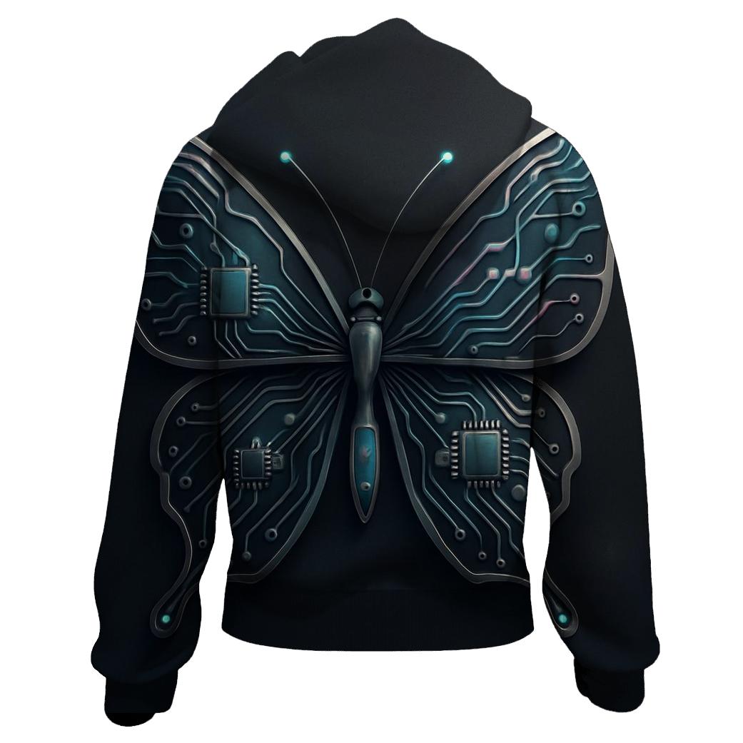 Futuristic Circuit Butterfly designer hoodies