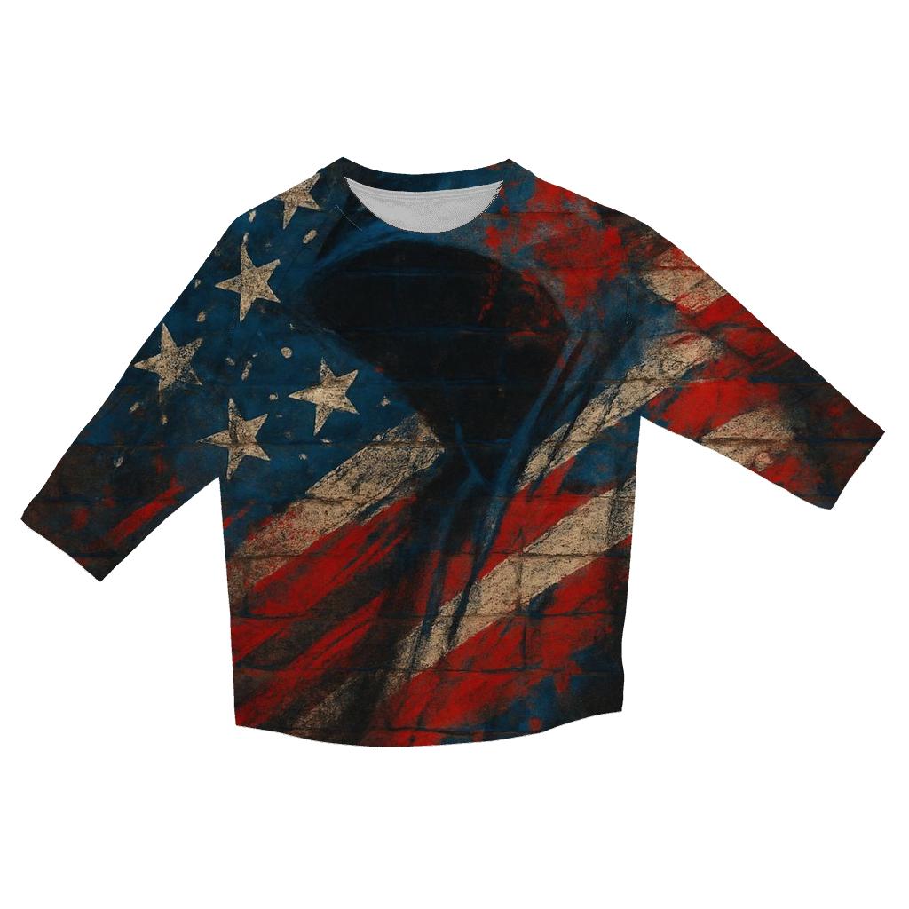 Patriotic Graffiti Cascade casual three quarter sleeve shirts
