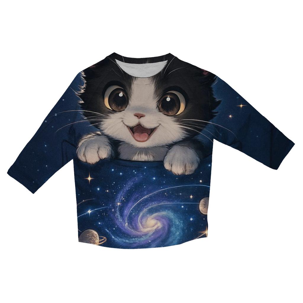 Pocket Galaxy Kitten cotton quarter sleeve shirts