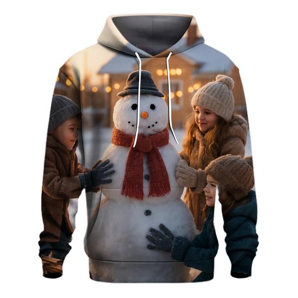 Children Building Snowman zip-up hoodies