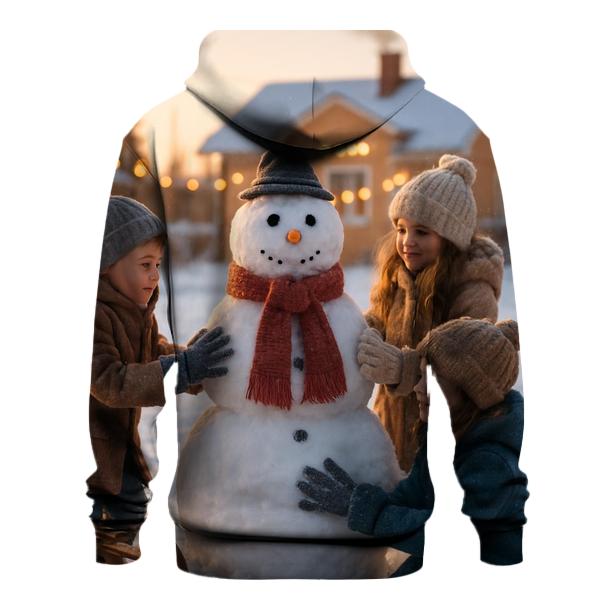 Children Building Snowman zip-up hoodies