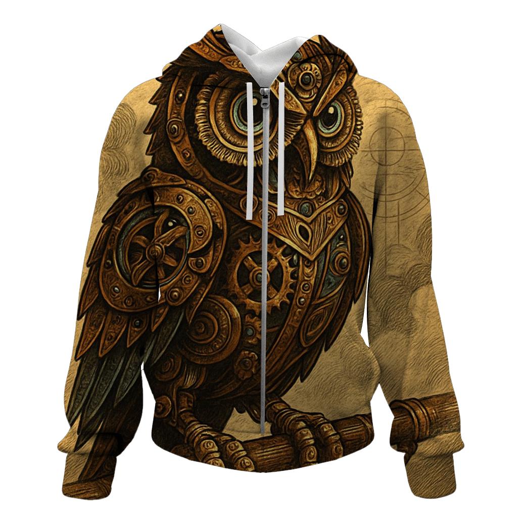 Steampunk Mechanical Owl graphic hoodies