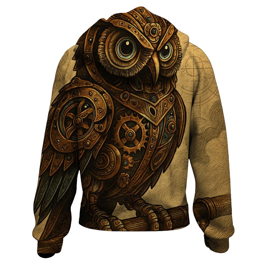 Steampunk Mechanical Owl graphic hoodies