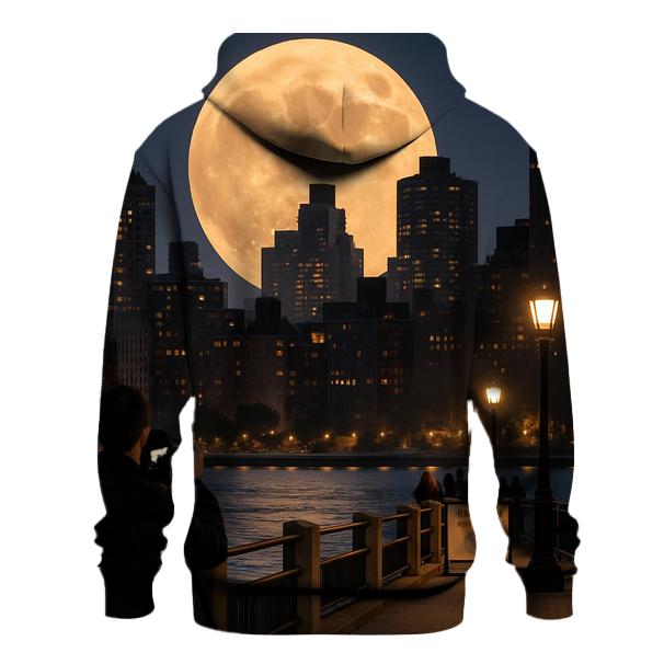 Harvest Moon Over The Upper East River heavyweight hoodies