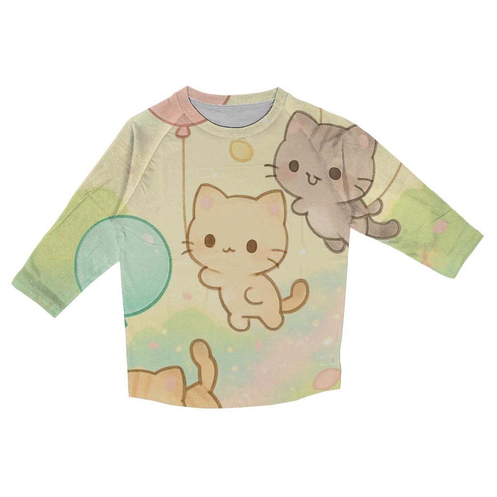 Balloon Parade Kittens printed three quarter sleeve shirts