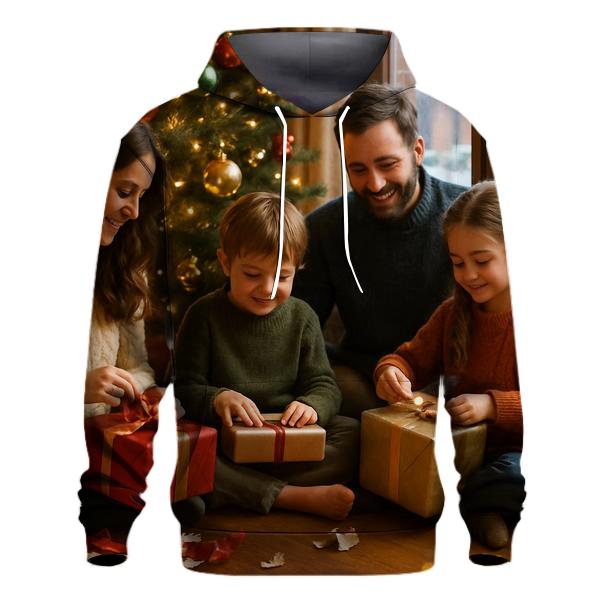 Family Unwrapping By Tree printed hoodies