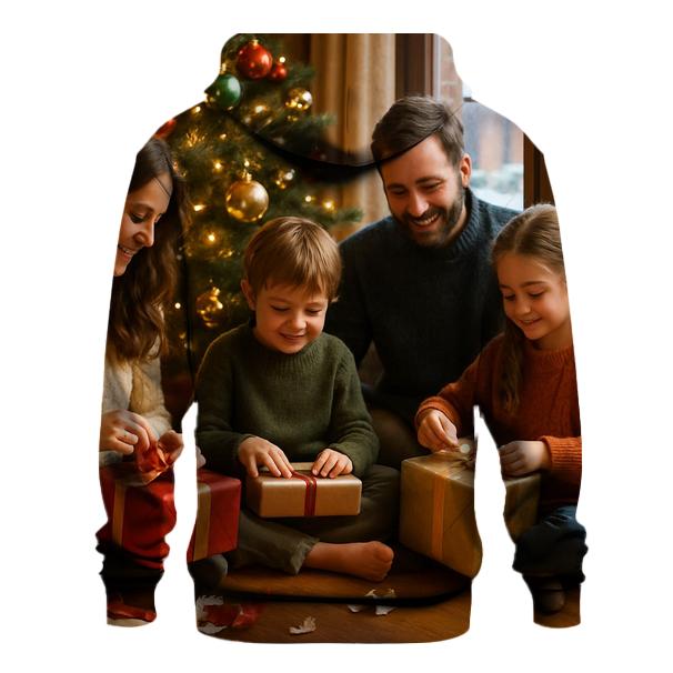 Family Unwrapping By Tree printed hoodies