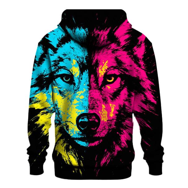 Abstract Chromatic Wolf pullover hoodies