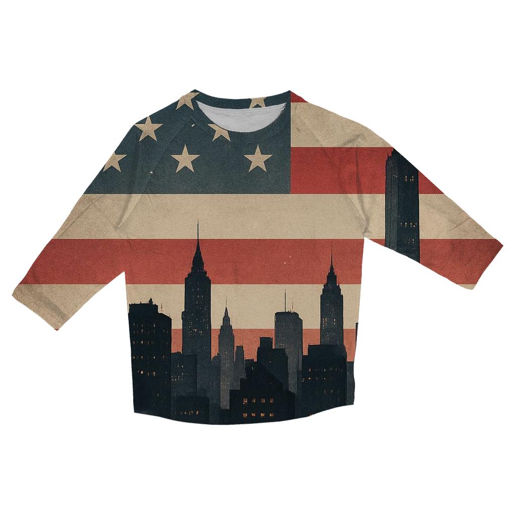 Urban Skyline Stripes custom 3/4 sleeve shirts