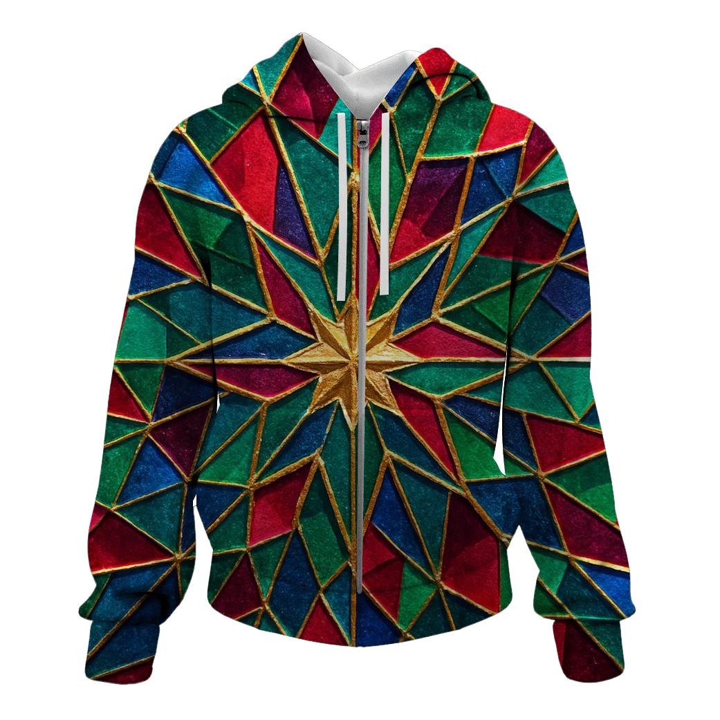 Kaleido Facet Mosaic zip-up hoodies