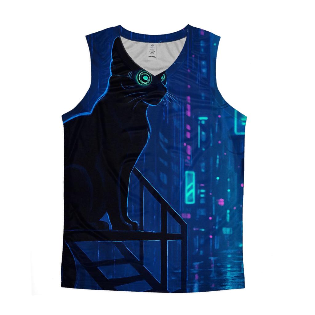 Cyberpunk Alleywatch Cat stylish racerback tanks