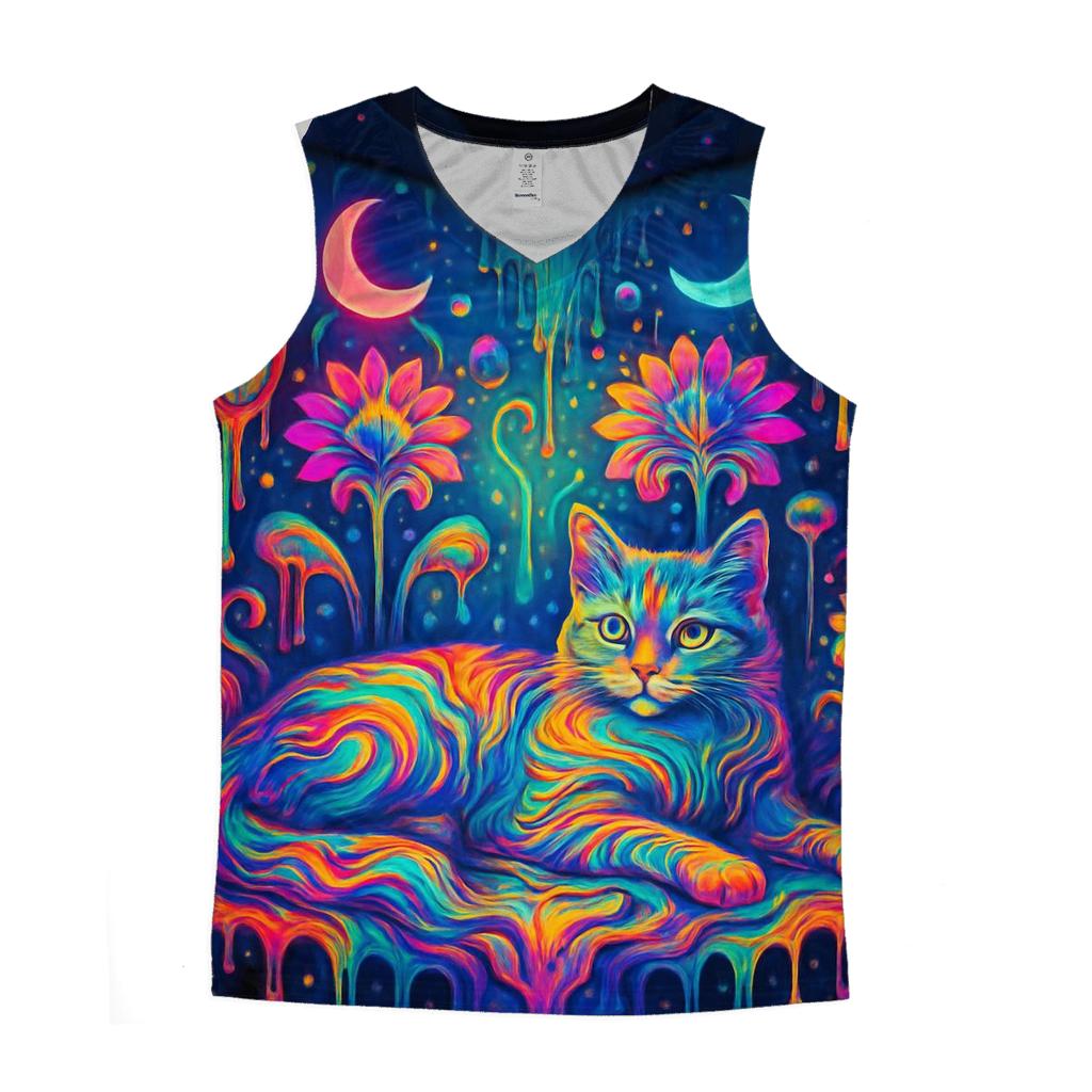 Psychedelic Dreamer Cat personalized athletic tanks
