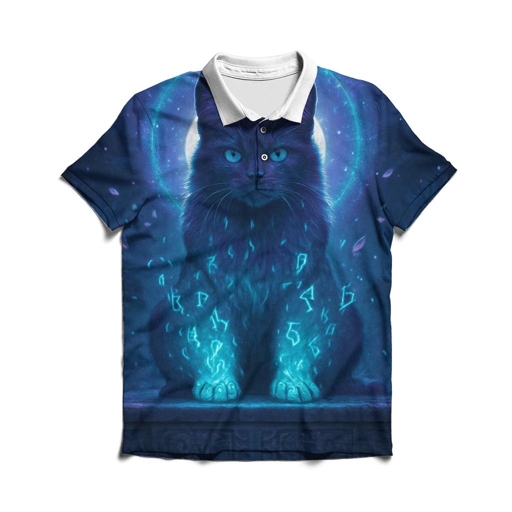 Mystic Rune Guardian Cat custom polo shirts