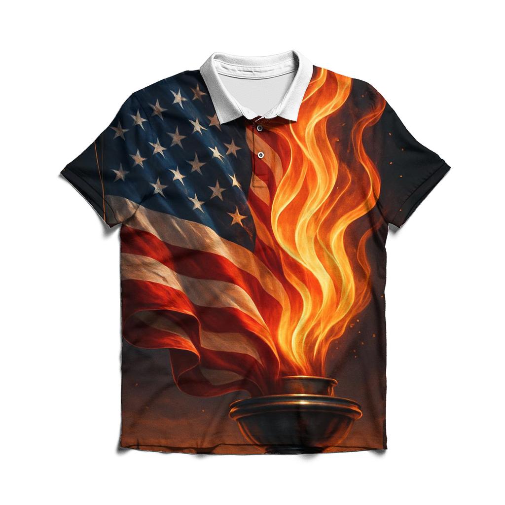 Liberty Flame Banner casual sports polo shirts