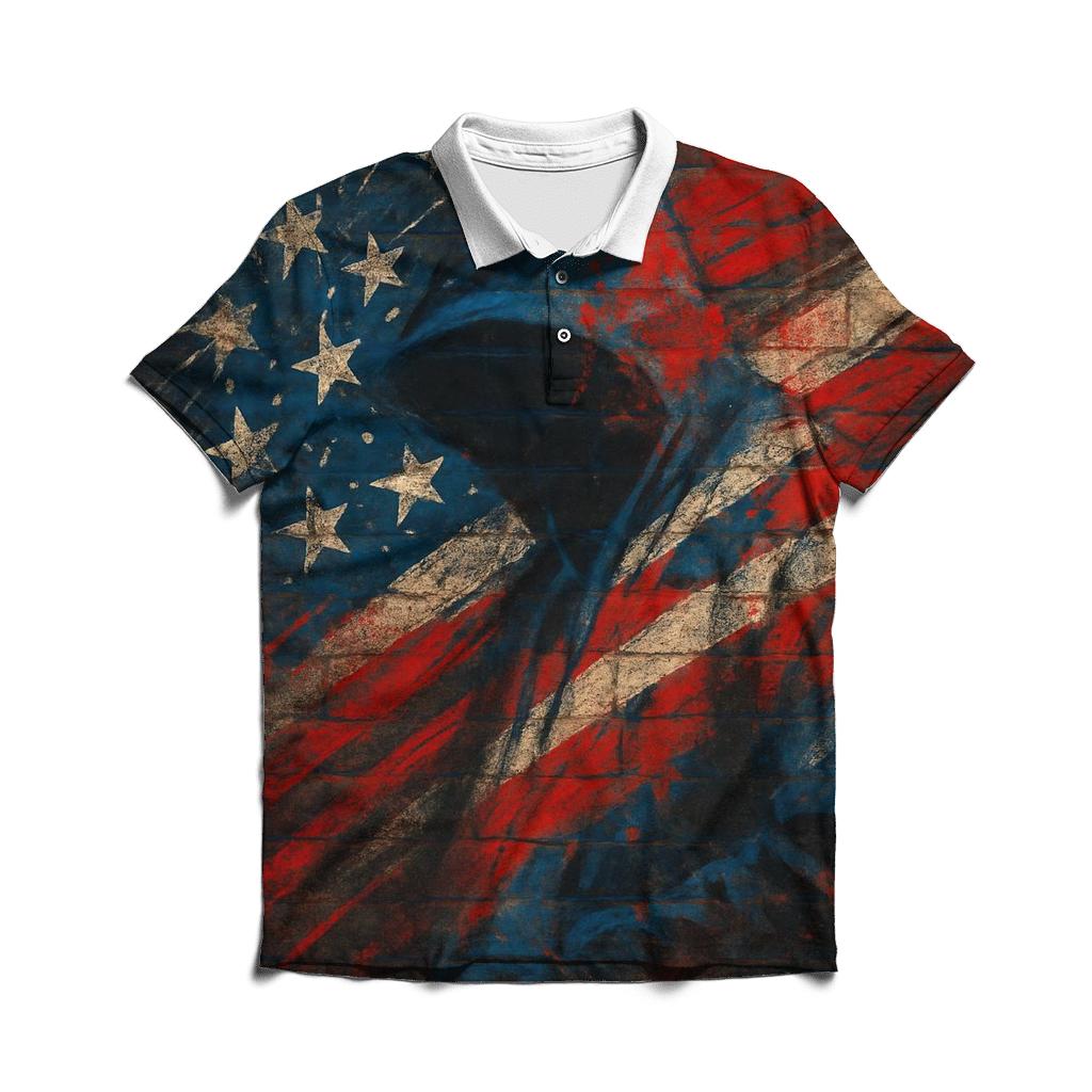 Patriotic Graffiti Cascade personalized polo shirts