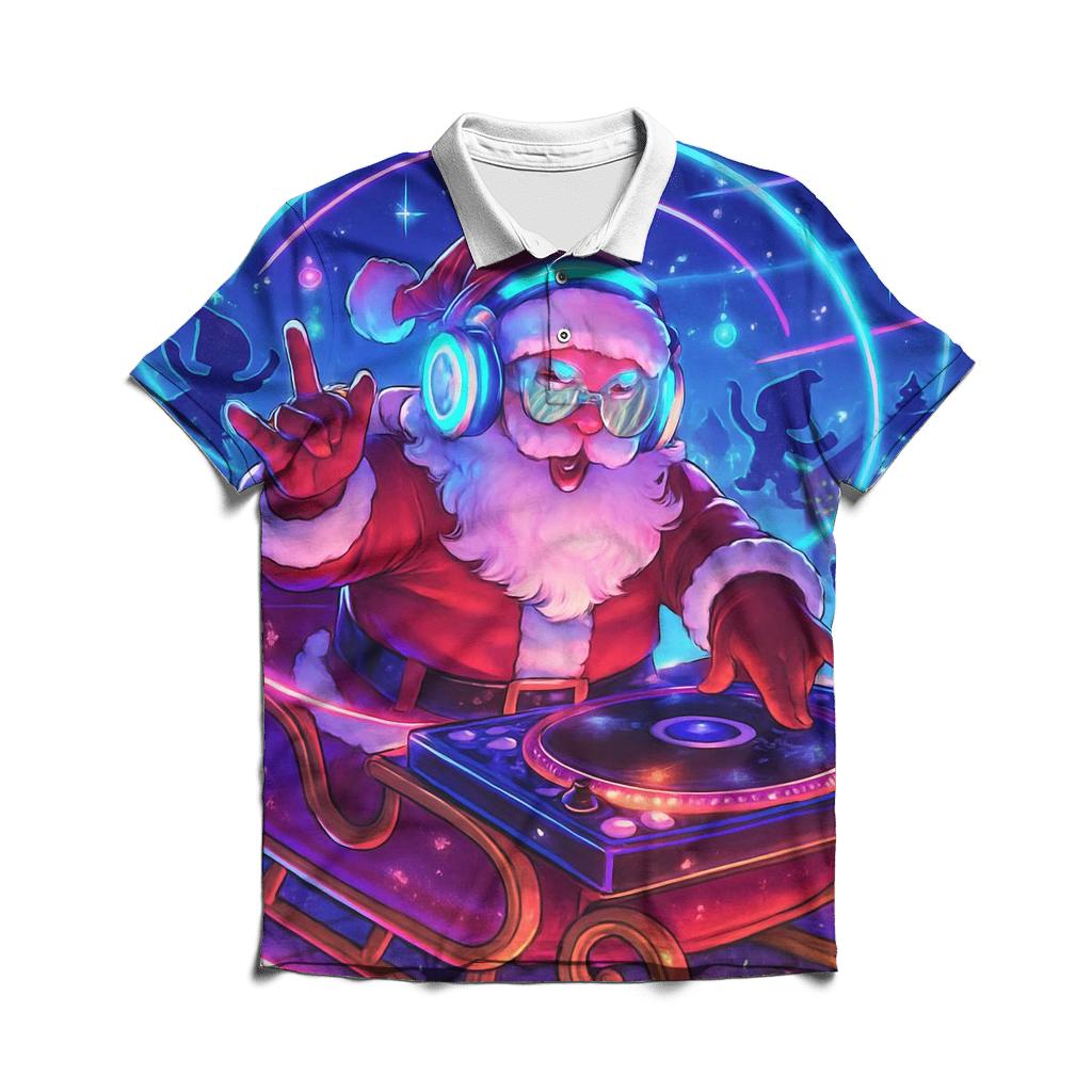Neon DJ Claus stylish collar polo tees