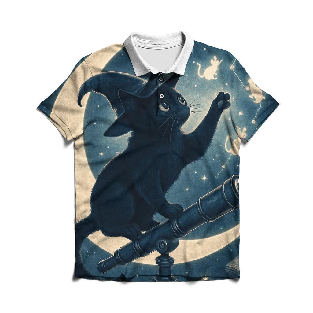 Stargazer Witch Cat stylish collar polo tees