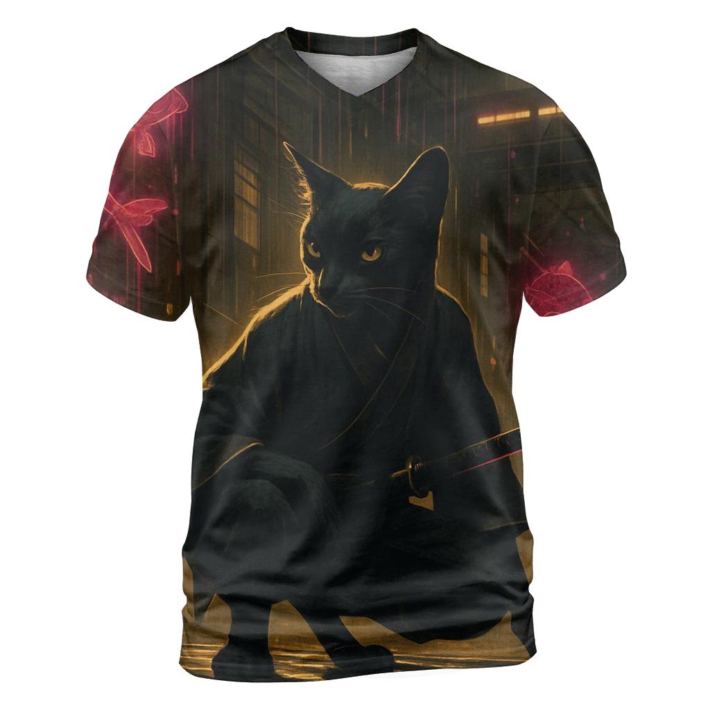 Neon Alley Samurai Cat personalized full print shirts