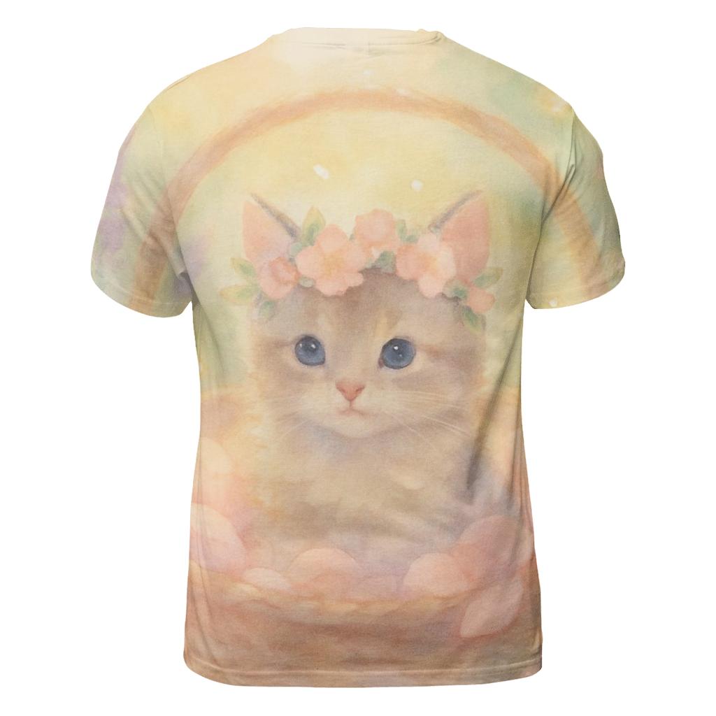 Blossom Crown Kitten vibrant all-over design tees