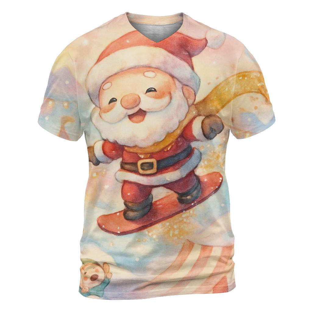 Chibi Snowboard Santa statement graphic shirts