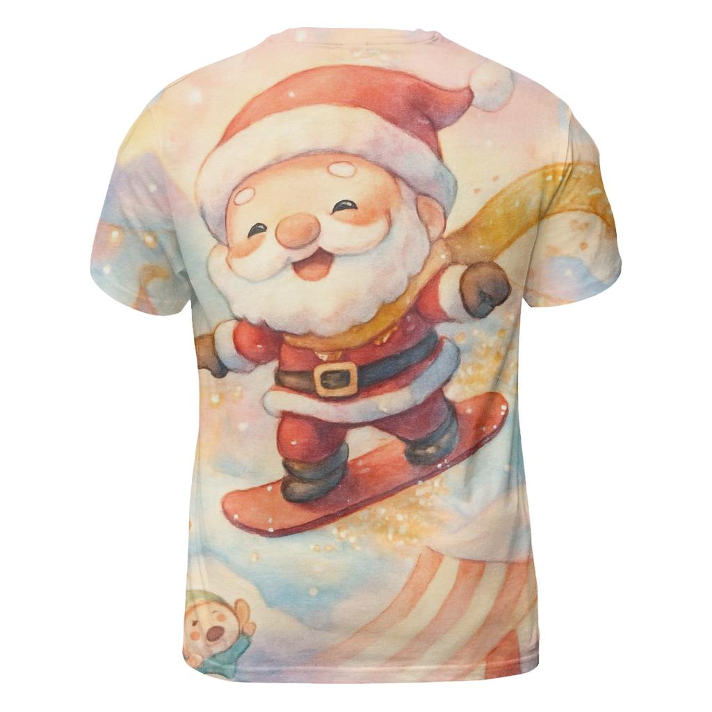 Chibi Snowboard Santa statement graphic shirts