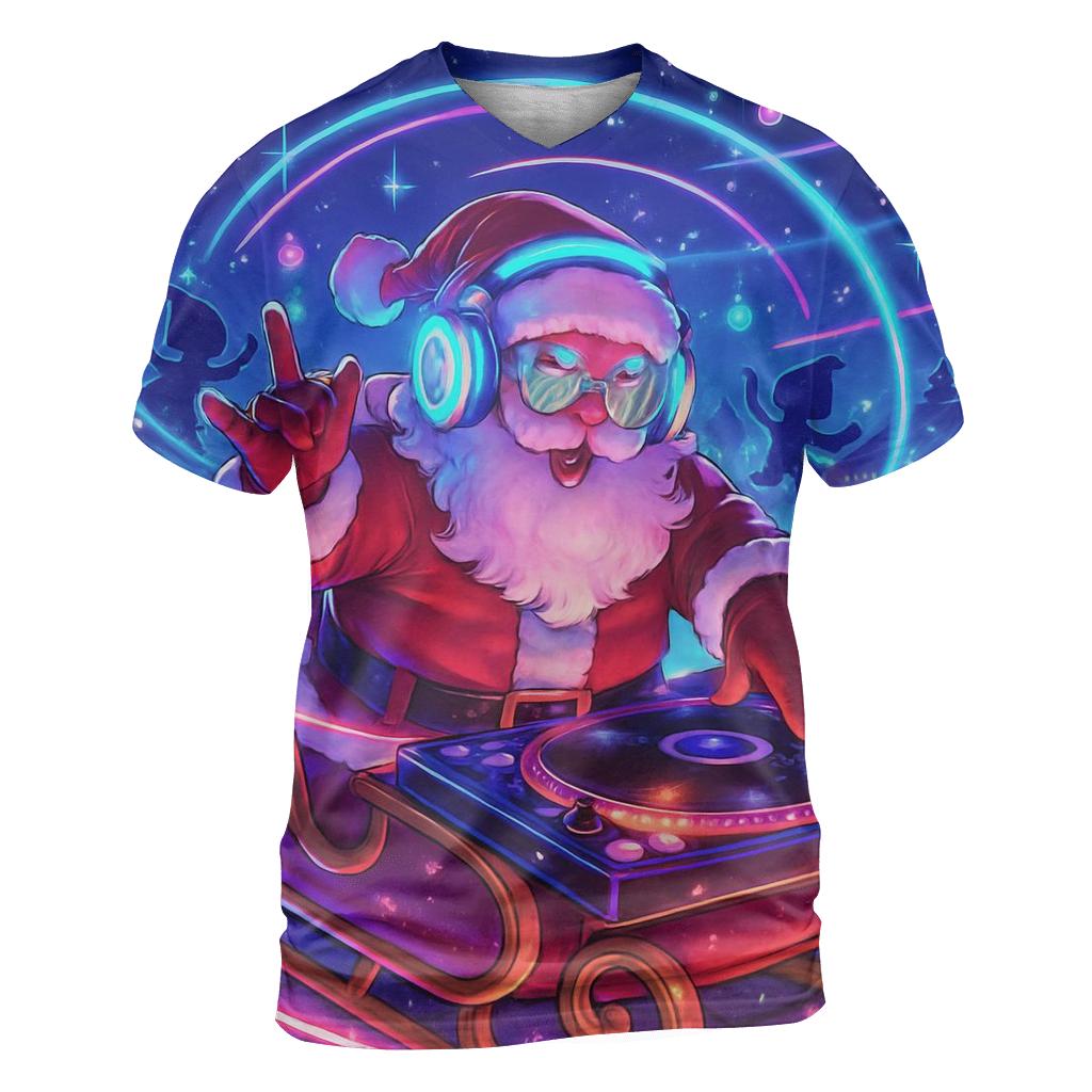 Neon DJ Claus creative print fashion shirts
