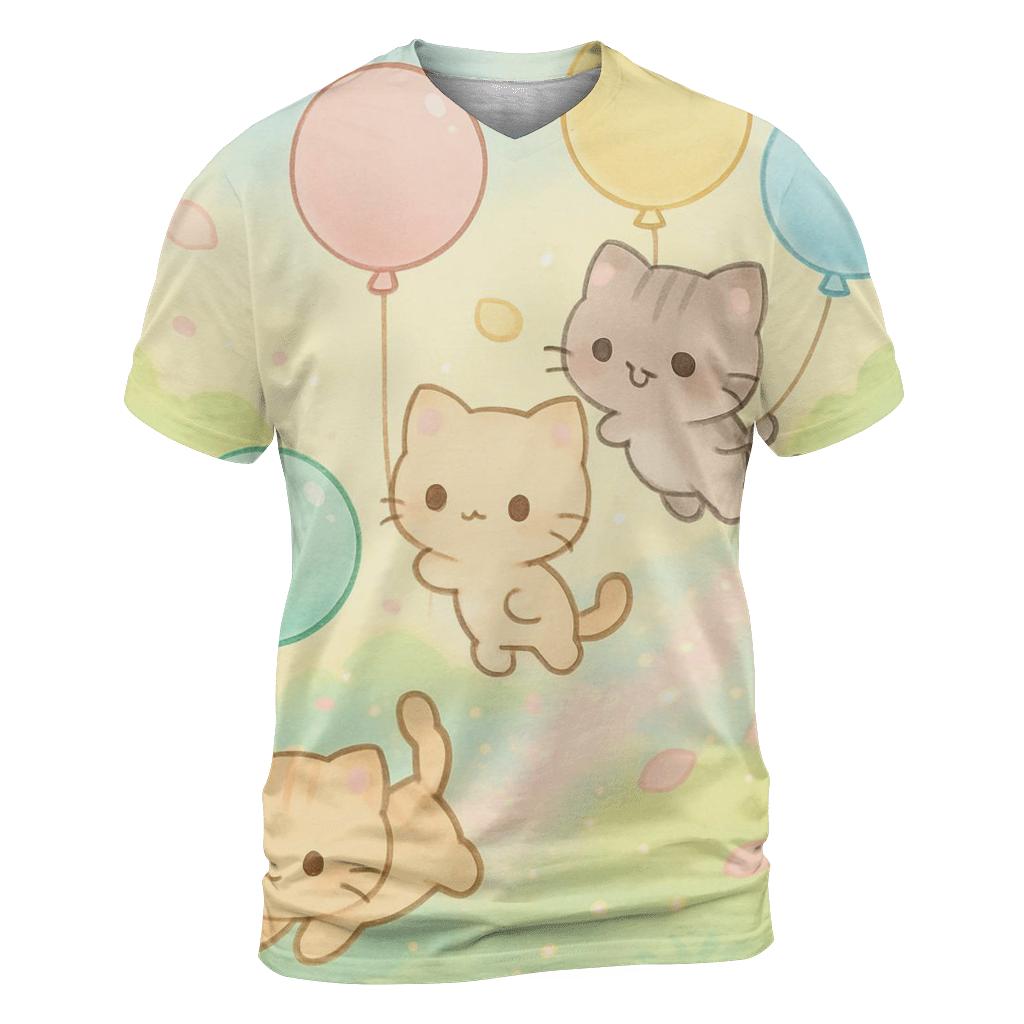 Balloon Parade Kittens artistic all-over print tops