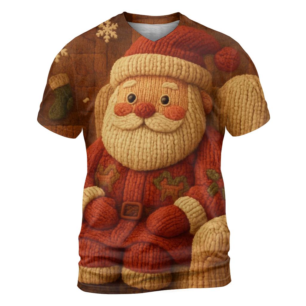 Patchwork Knitted Santa custom all-over print shirts