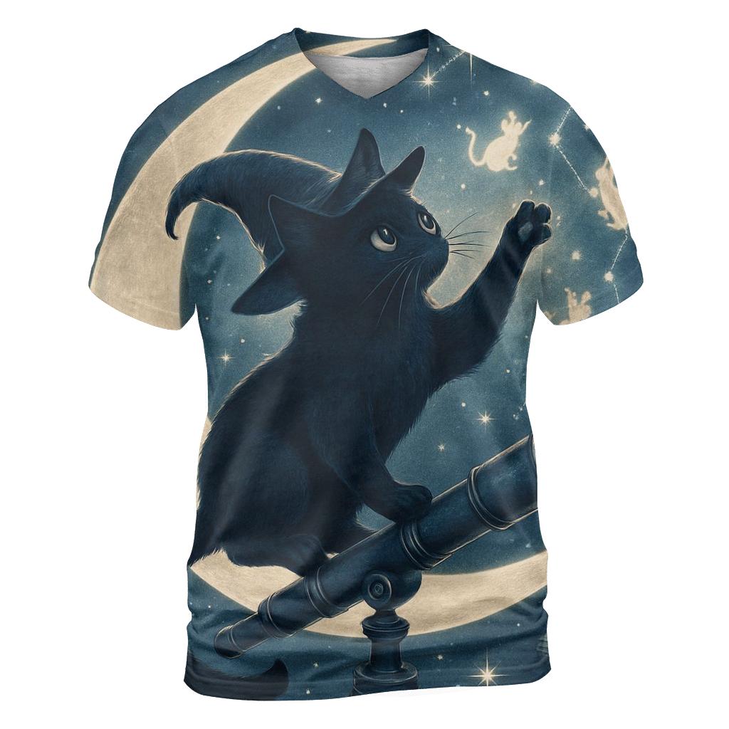Stargazer Witch Cat artistic all-over print tops