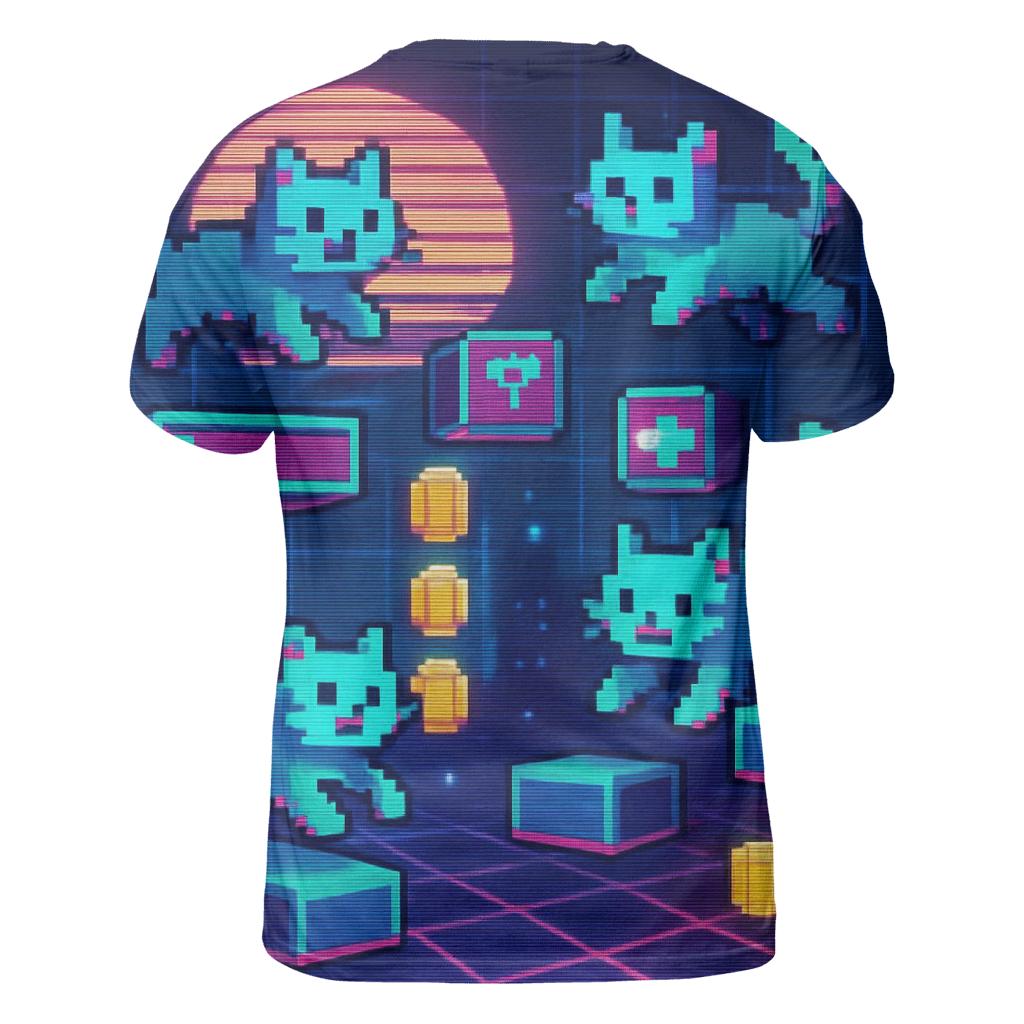Retro Arcade Pixel Cats unique graphic print tees