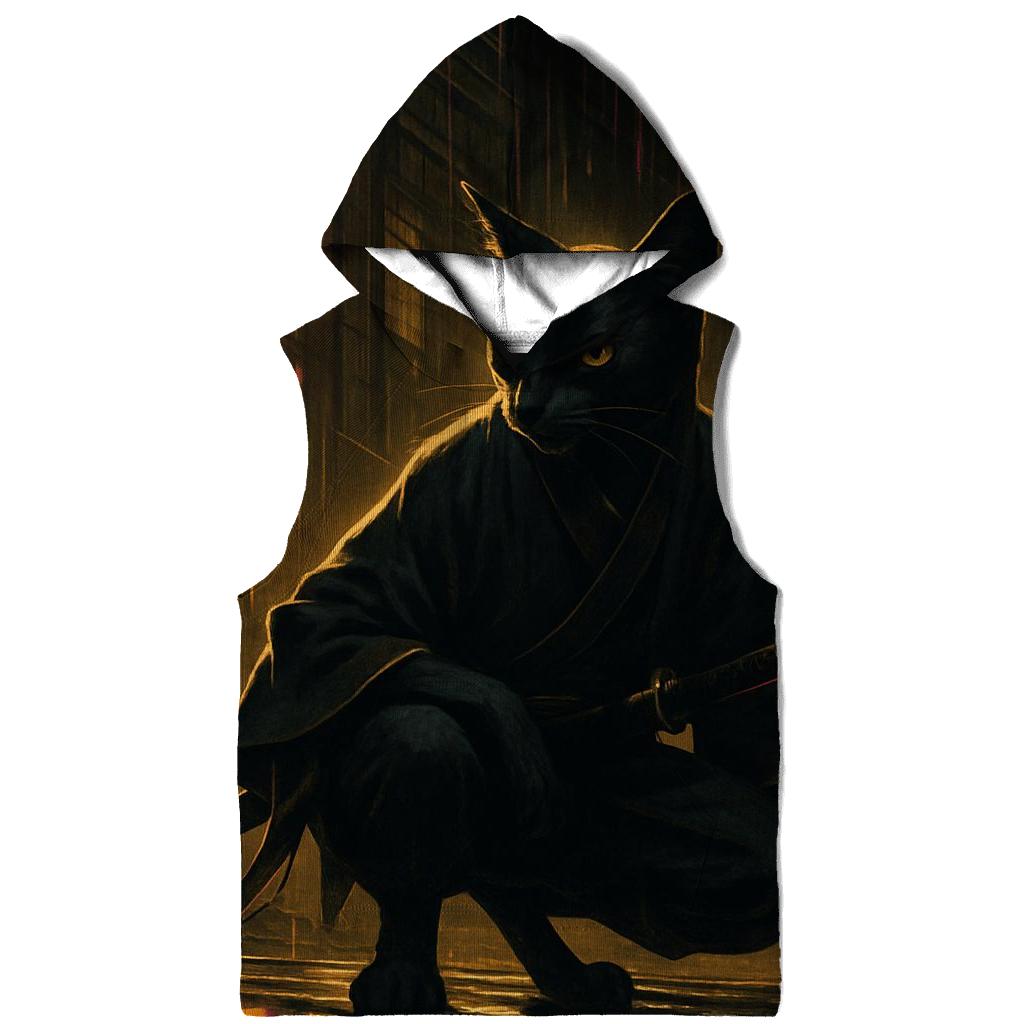 Neon Alley Samurai Cat printed hoodies