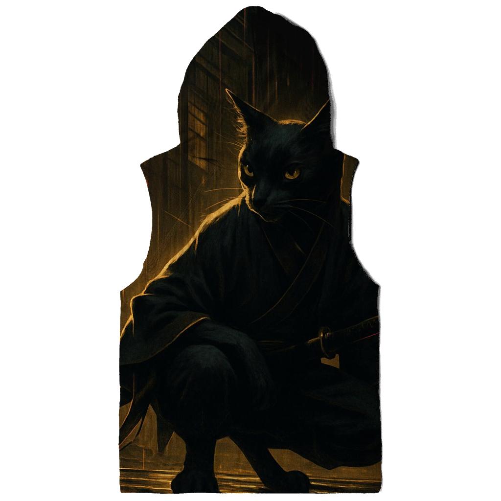 Neon Alley Samurai Cat printed hoodies