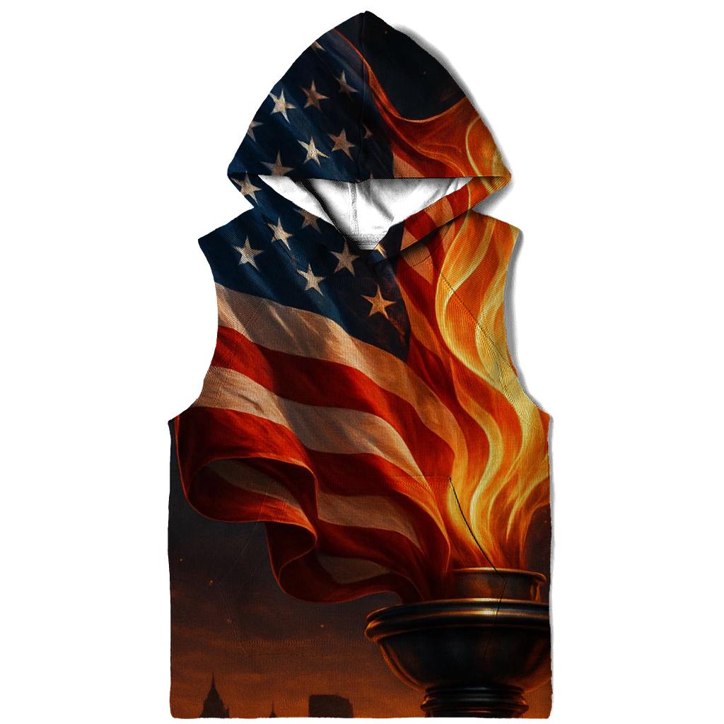 Liberty Flame Banner printed hoodies
