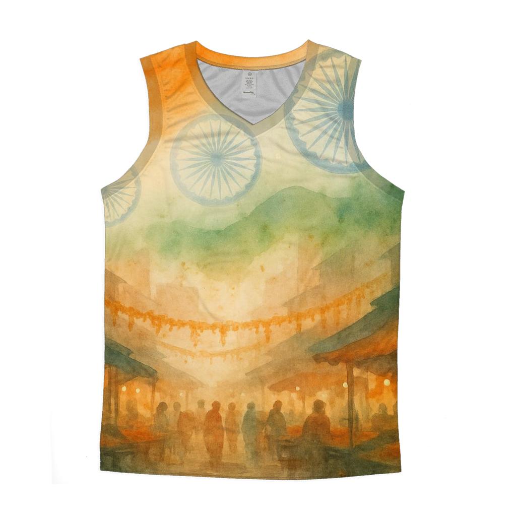 India Festival Watercolor graphic print tank tops