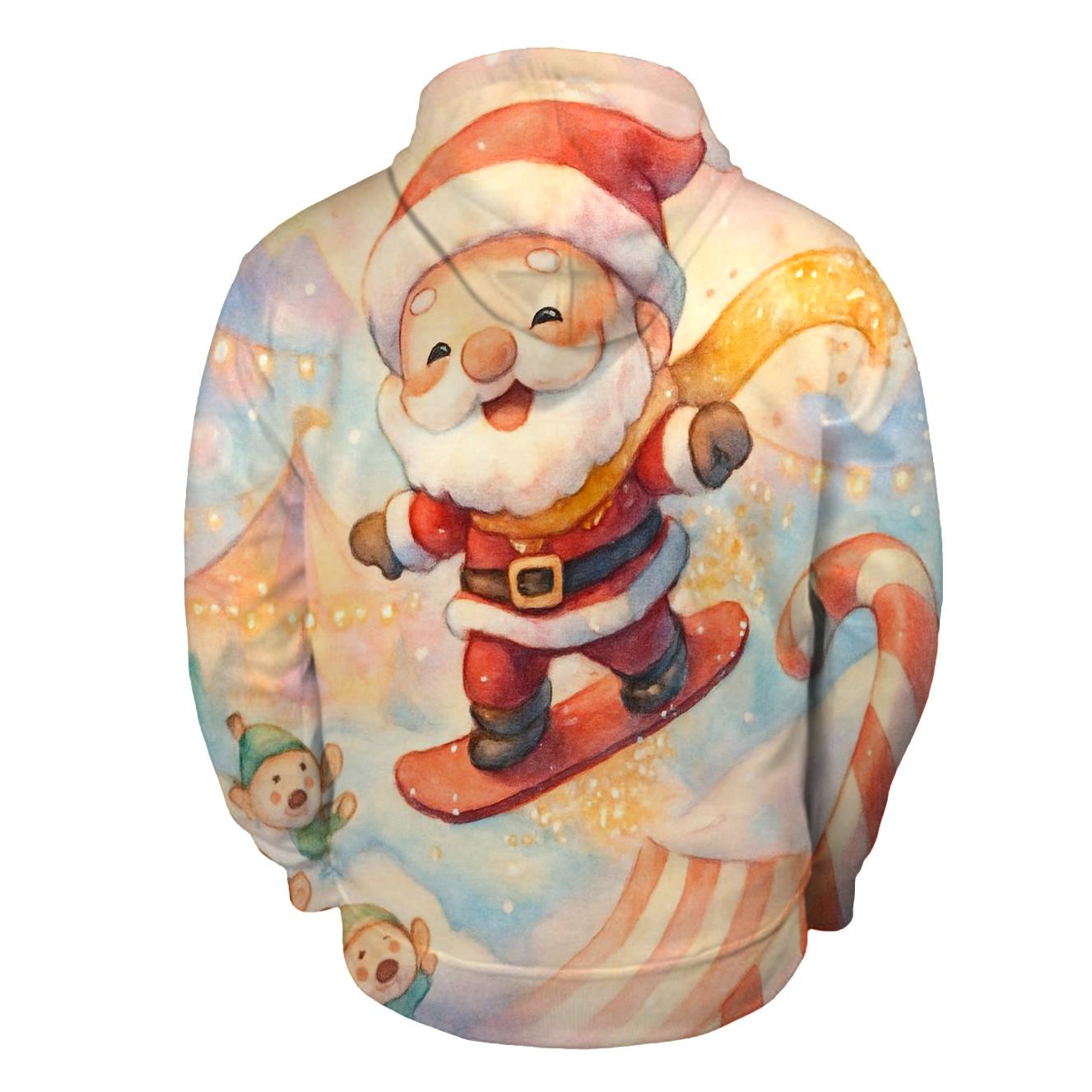 Chibi Snowboard Santa designer hoodies