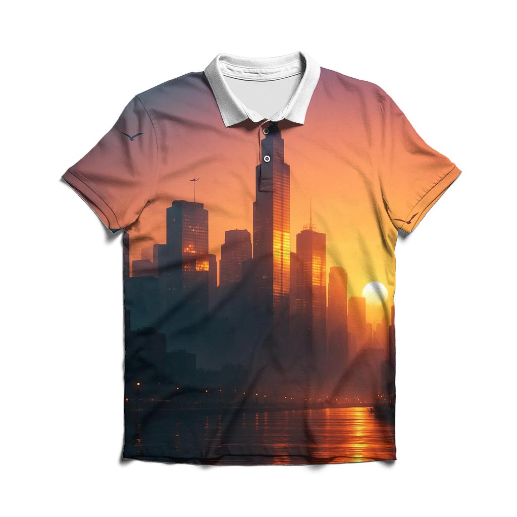 Indigo City Afterglow embroidered polo tops