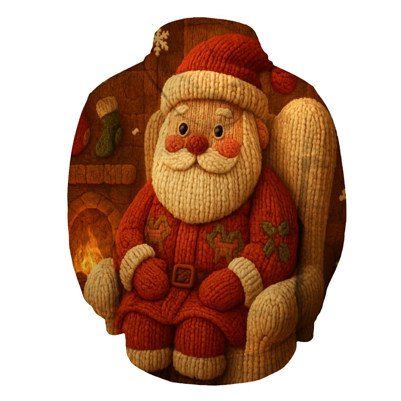 Patchwork Knitted Santa pullover hoodies