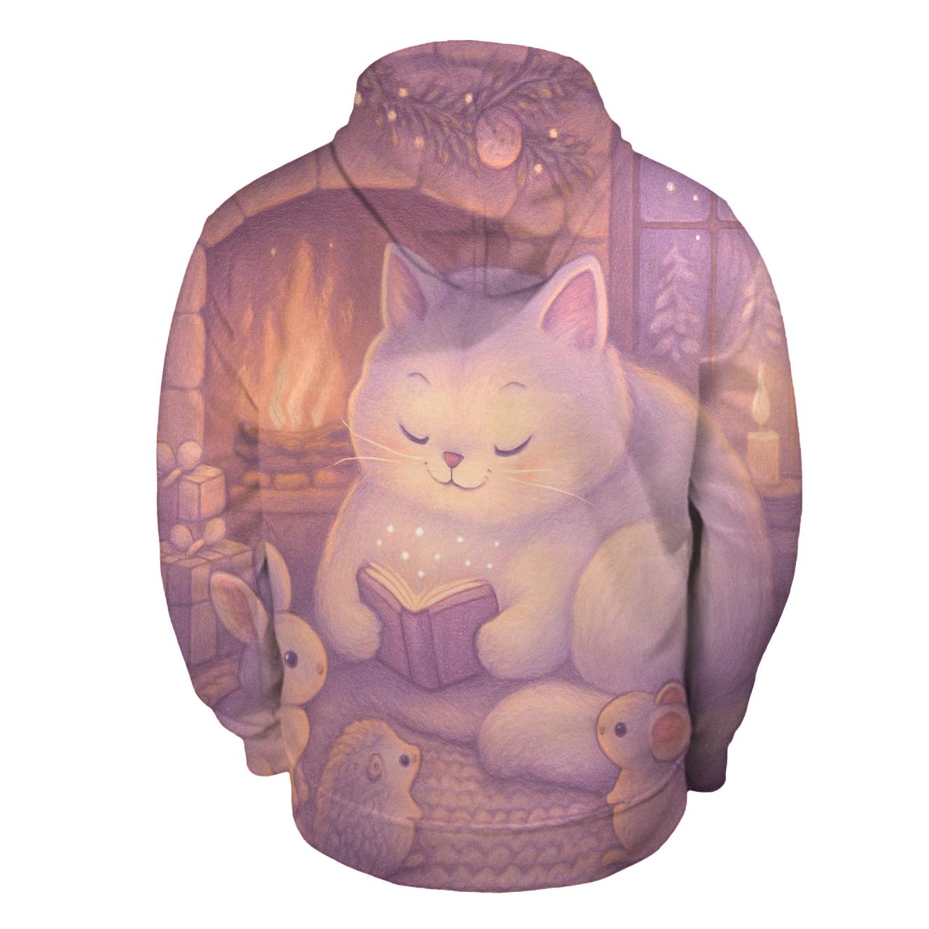Fireplace Storytime With Snowcat embroidered hoodies