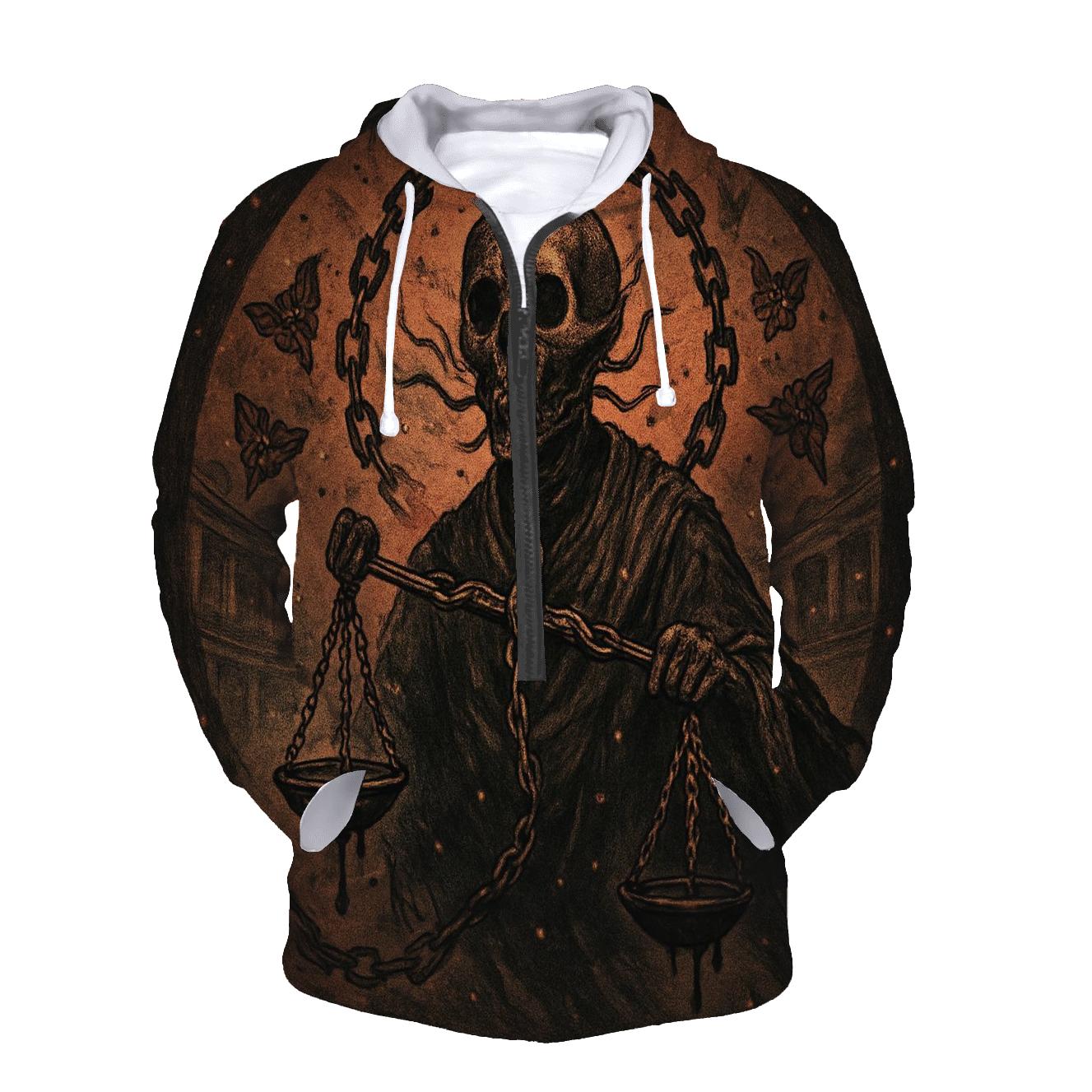 Chained Skeleton Adjudicator embroidered hoodies