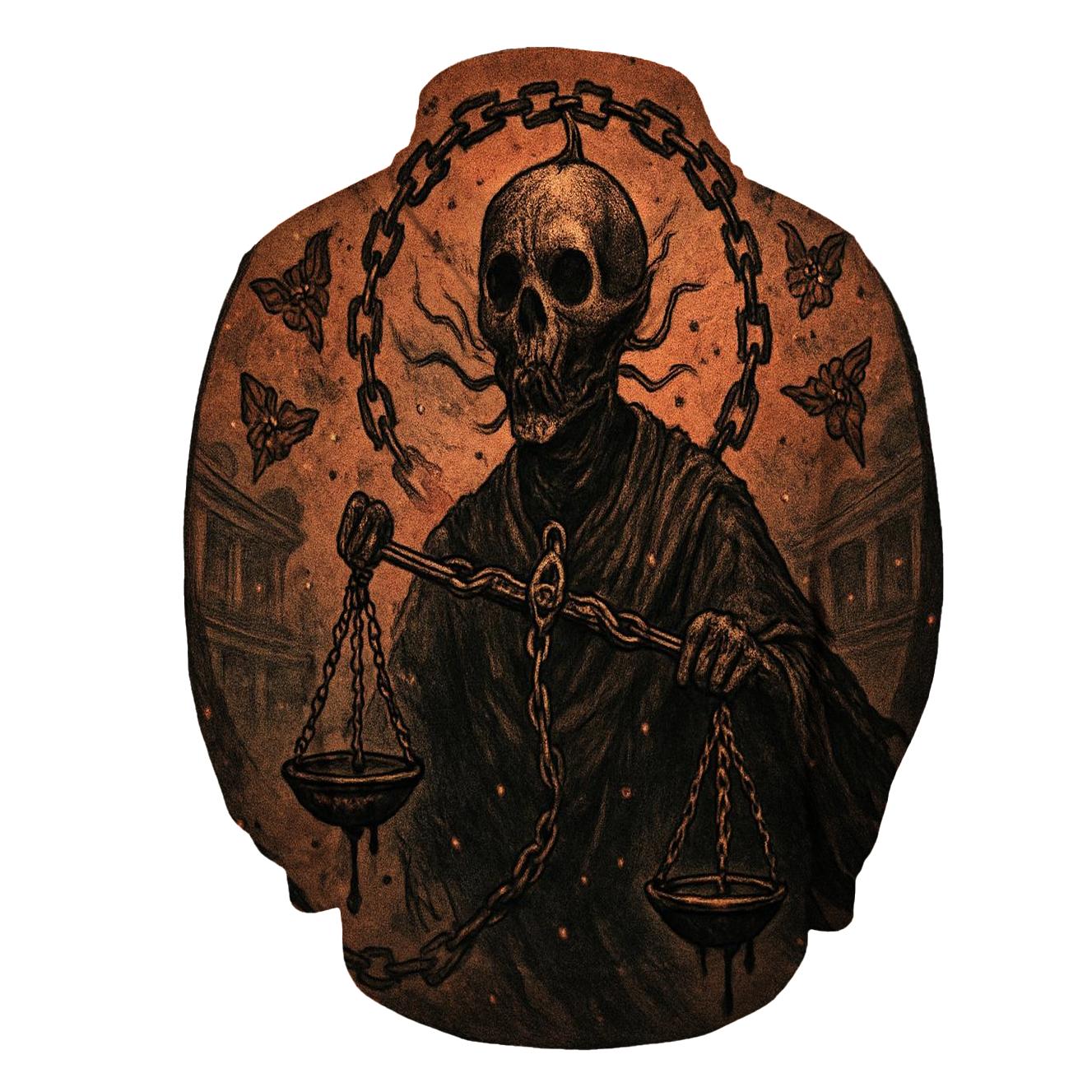Chained Skeleton Adjudicator embroidered hoodies