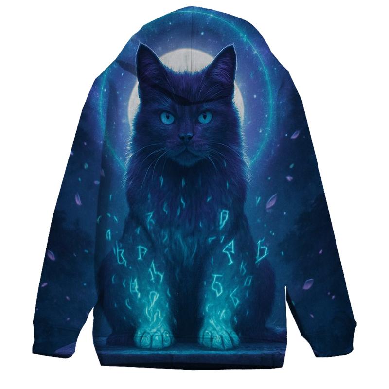 Mystic Rune Guardian Cat embroidered hoodies