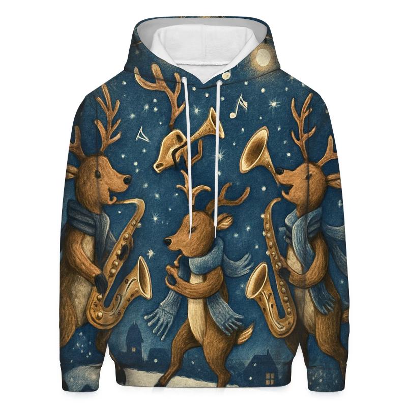 Reindeer Jazz Night embroidered hoodies
