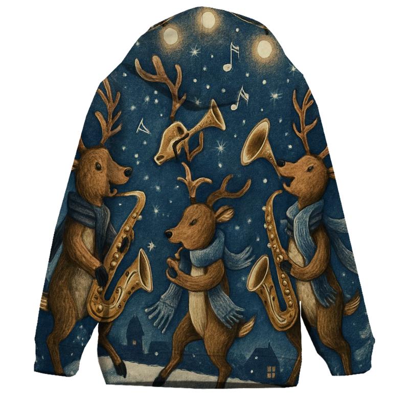 Reindeer Jazz Night embroidered hoodies