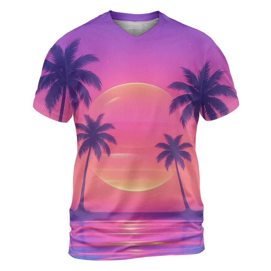 Vaporwave Palm Reverie custom all-over print shirts